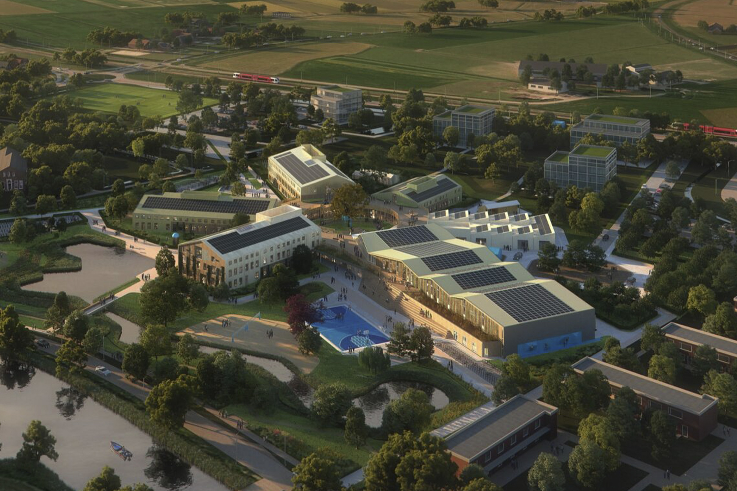 De Onderwijs campus Eemsdelta in Appingedam, een overzichtsfoto.